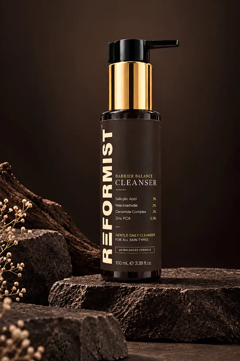 Reformist Barrier Balance Cleanser on volcanic rock